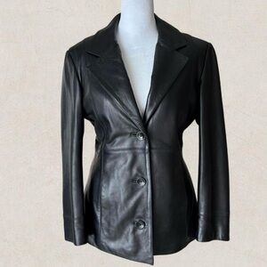 Wilsons Leather Women's Black Button-Up Jacket